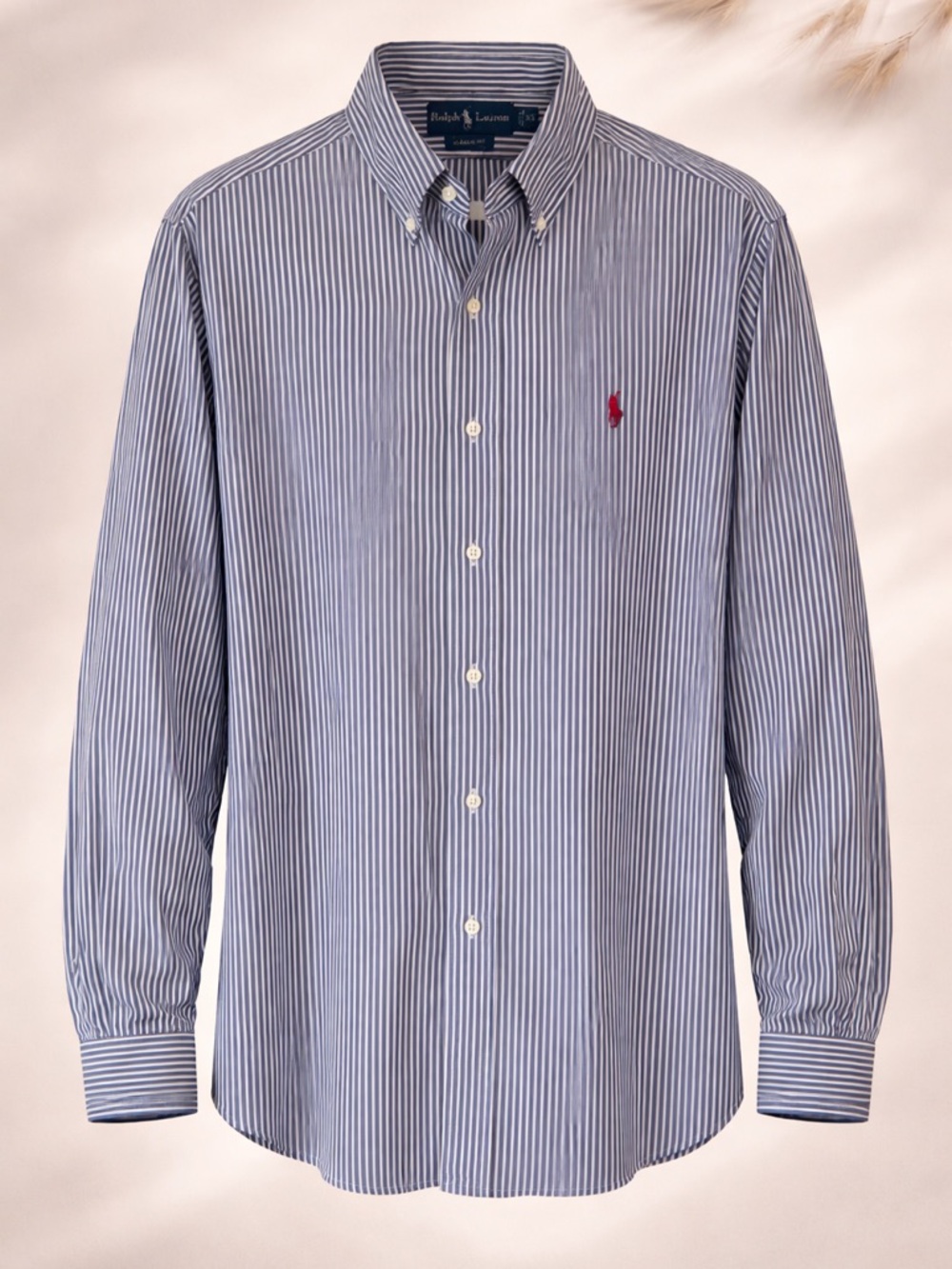 Ralph Lauren Men’s Size XL Classic Fit Blue & White Stripe Button Down Shirt